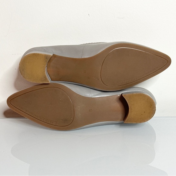 Lauren Ralph Lauren Scallop Pumps 7 Block Heel Gray - Picture 6 of 8
